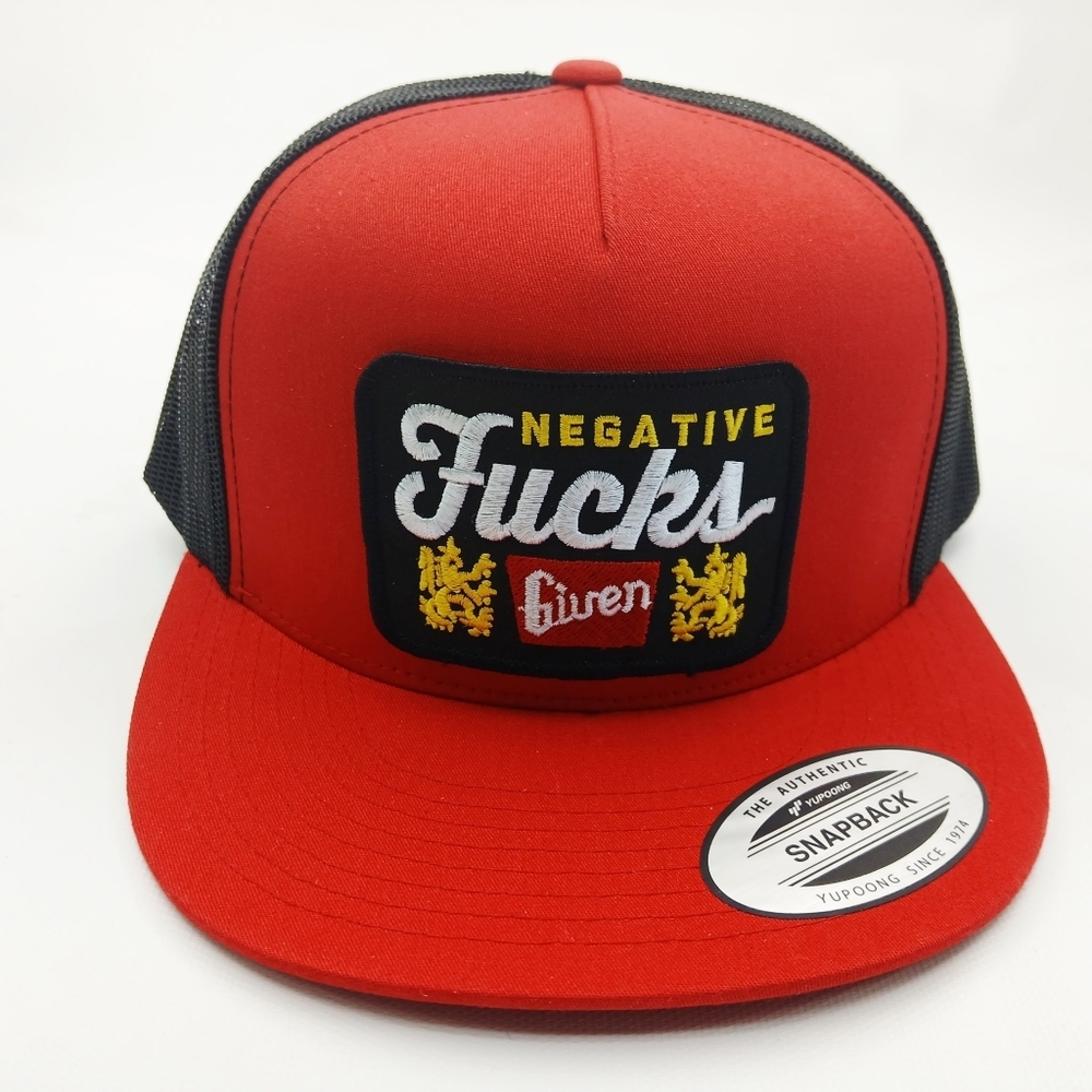Negative F's Given Embroidered Patch Flat Bill Trucker Mesh Snapback Cap Hat